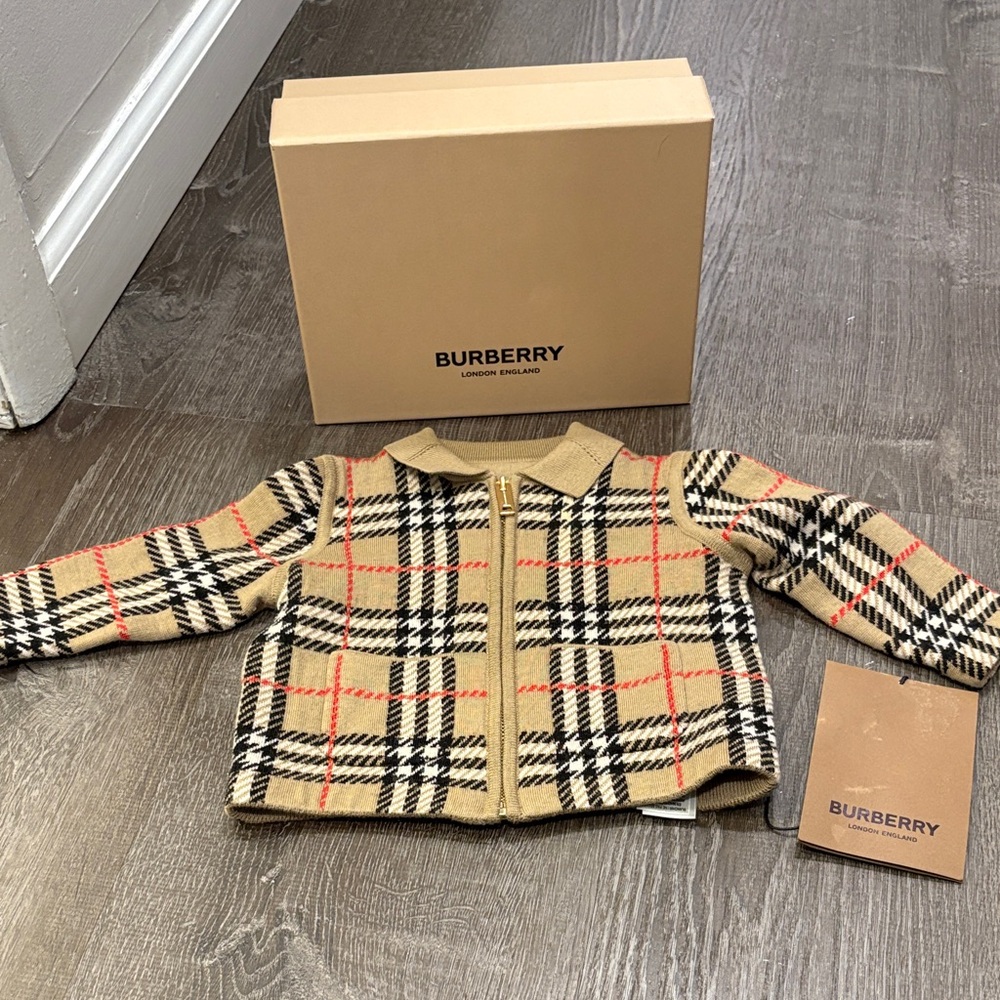 Burberry Tan and Black Checkered Baby Jacket